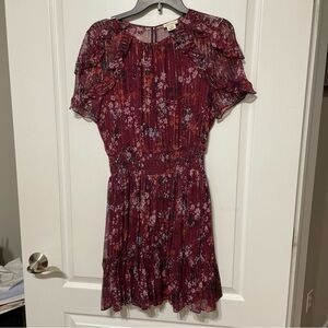 NWOT Shoshanna Burgundy Floral Ruffle Mini Dress size 6